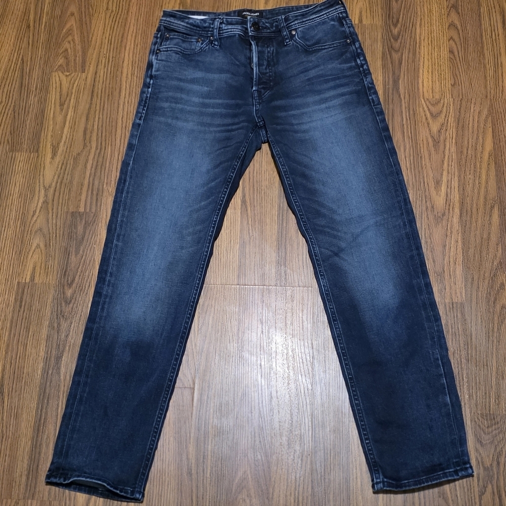 Jack & Jones Mike Jeans Mens 29x30 Comfort Fit Indigo Knit Button Fly Turkey A2